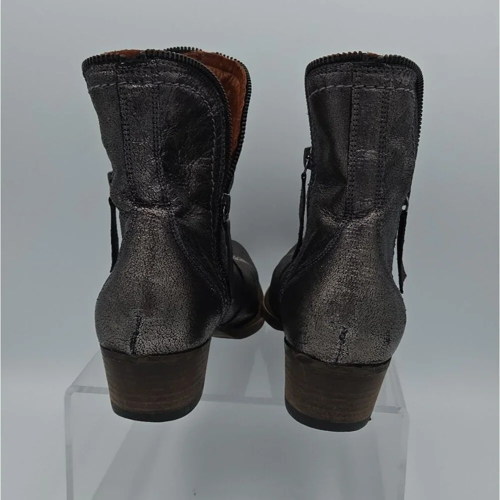 Oxmox Womens Booties Pewter Wash full speed size 7.5 EU 38 Dual Zipper EUC